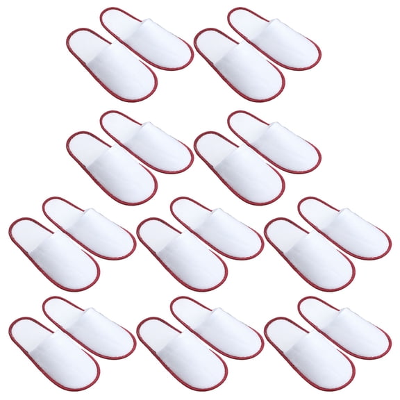 PASILI 10Pairs Hotel Slippers Disposable Anti-Slip Breathable Closed-toe Slipper Travel Spa Slippers Home Guest Use Men Women Unisex Red