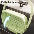 thumbnail image 3 of Foldable Hanging Sink Drain Basket Stretchable Kitchen Colander with Flip Cover Space Saving Food Strainer, Multi-functional Faucet Storage Rack Draining for Fruits Vegetables Utensils(Green), 3 of 5
