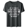 thumbnail image 4 of Tops de Mujer Elegantes Blusas Casuales Camisas de Moda Suelta Cuello Redondo Estampado de Letras Camiseta de Manga Corta Odeerbi ODB167043, 4 of 8