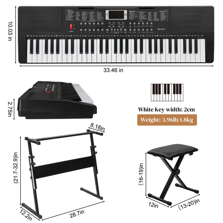 Ktaxon 61 Keys Keyboard Piano with Lighted Keys, Z-Stand, Piano