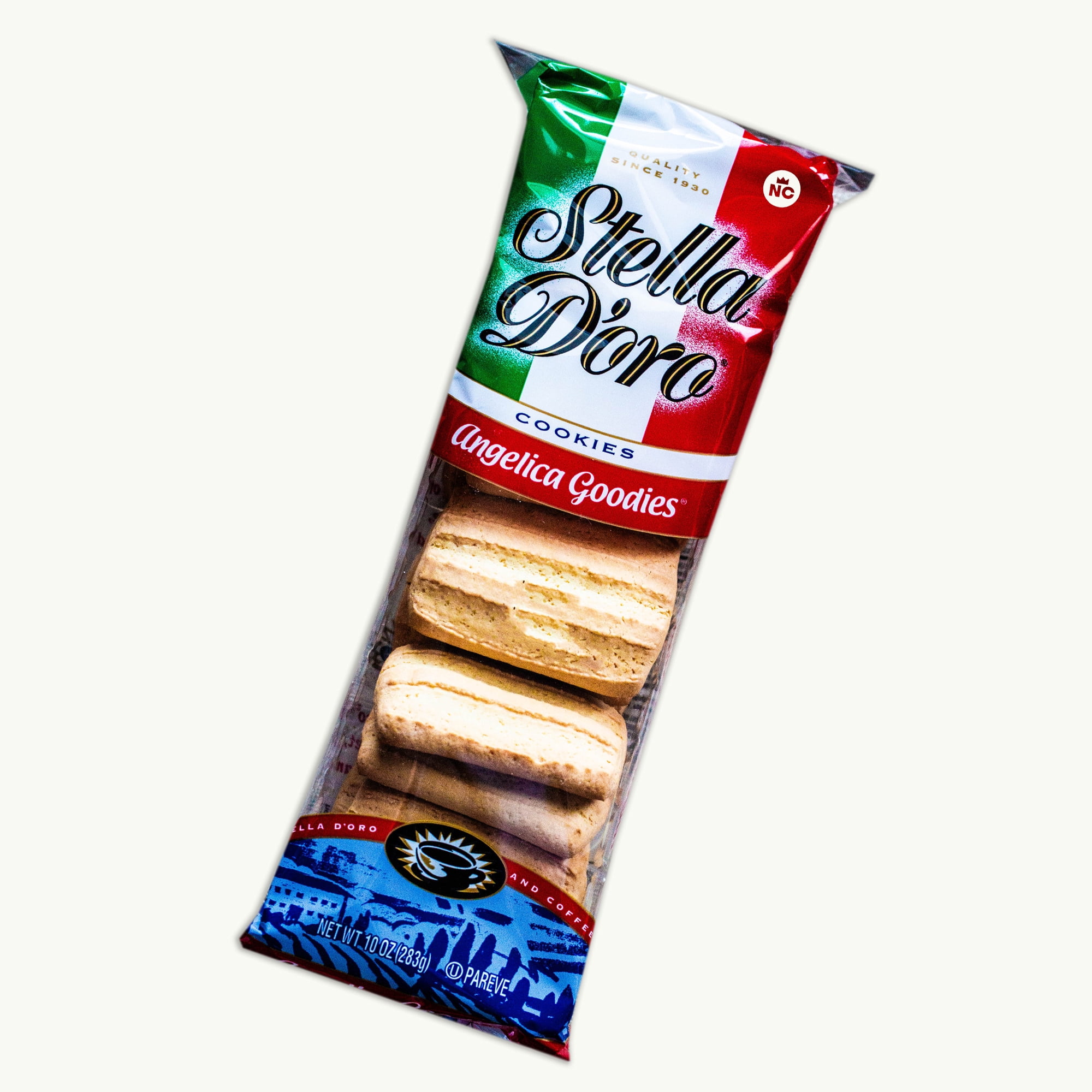 Stella Doro Angelica Goodies Authentic Italian Cookies (3, 10oz packs) - Organic Peach Yerba Mate Tea Bags (2 tea bags) - Gourmet Snack Bundle - 5 Items Total