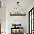 thumbnail image 5 of ACROMA  12-light Farmhouse Black Wagon Wheel Chandelier Muted Brass & Matte Black, 5 of 5
