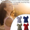 thumbnail image 3 of Minnieouse Camiseta Cuello en V Blusa de manga corta Estampado Mujer Suelta Mujer Suelta Top de verano Prendas para la parte del cuerpo Caqui S Minnieouse AP001865-17, 3 of 6