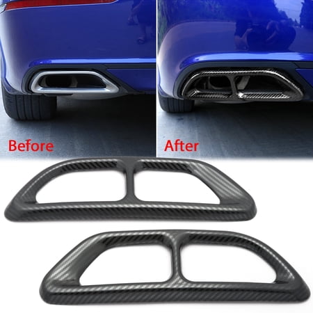 Xotic Tech Carbon Fiber Texture Rear Cylinder Exhaust Pipe Cover Molding Overlay Trims For Honda Accord 10th Gen 2018 2019 2020
