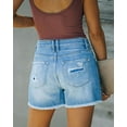 thumbnail image 4 of ONLYSHE Casual Summer Stretchy Denim Shorts for Women Mid Rise Ripped Hem, 4 of 7