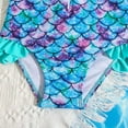 thumbnail image 6 of Tfken Toddler Child Girls Swimwear Crew Neck Long Sleeve One-Pieces Fish Scale Printing Summer Stylish Beach Swimsuit Mint Green Size 3-4 Years, 6 of 6