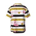 thumbnail image 2 of Wukai Gold Glittering Hearts and Flamingos Men's Casual Short-Sleeve Button Down Shirt - Lightweight Summer Dress Shirt for Daily Wear-, 2 of 7