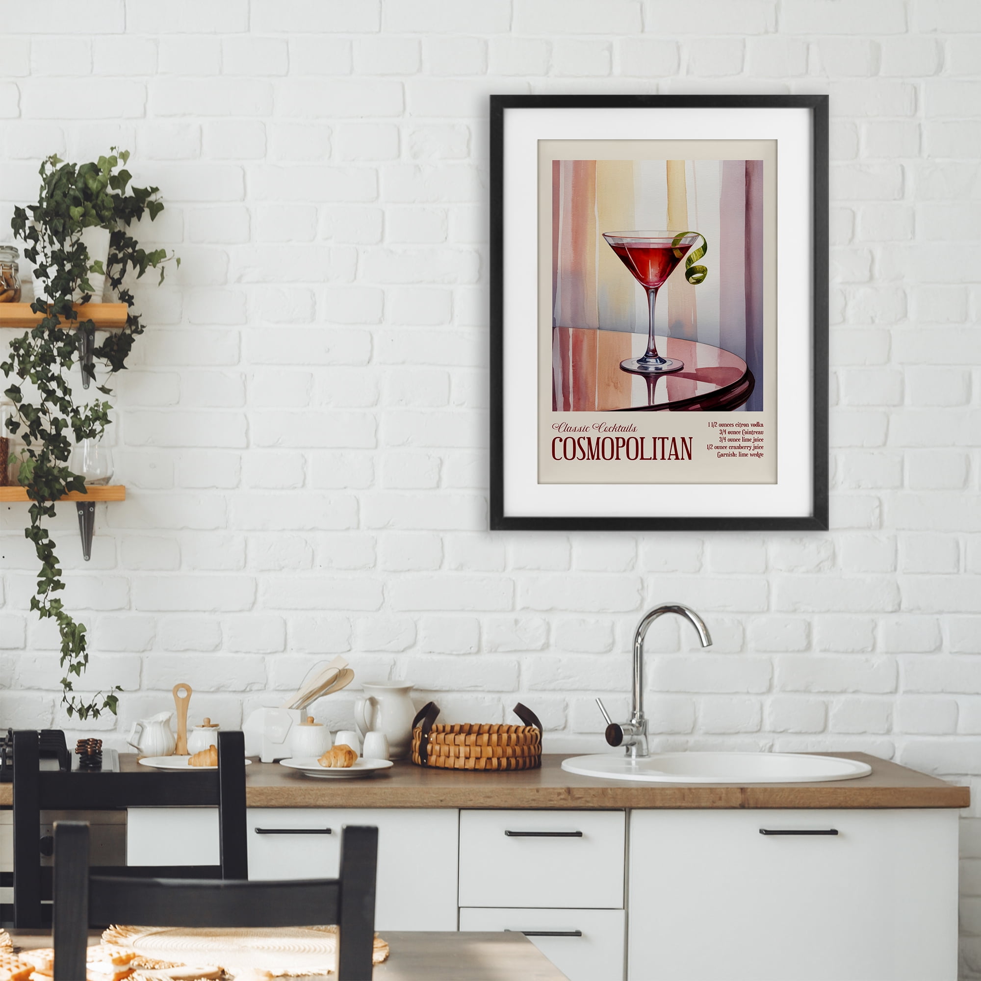 Stupell Industries Cosmopolitan on Reflective Table Black Framed Print Under Glass, design by Andreas Magnusson