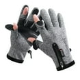 thumbnail image 2 of Joernso 1 Pair Wear resistant Cycling Gloves Warm Fleece Zipper Dual 2 cut Fingers Gloves for Outdoor, 2 of 8