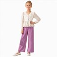 thumbnail image 3 of TOWED22 Toddler Baby Girl Clothes Fall Winter Outfits Infant Girl Sweatshirt Top Pants Set,Purple,8-9 Y, 3 of 9