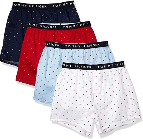 Tommy Hilfiger Mens Underwear Cotton 4 Pack Woven Boxers Boxer Shorts