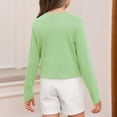thumbnail image 3 of Lumtrix Girls Crop Tops Long Sleeve T Shirts Kids Crewneck Slim Fit Y2K Dressy Casual Basic Tee For 5-14 Years Light Green 120, 3 of 3
