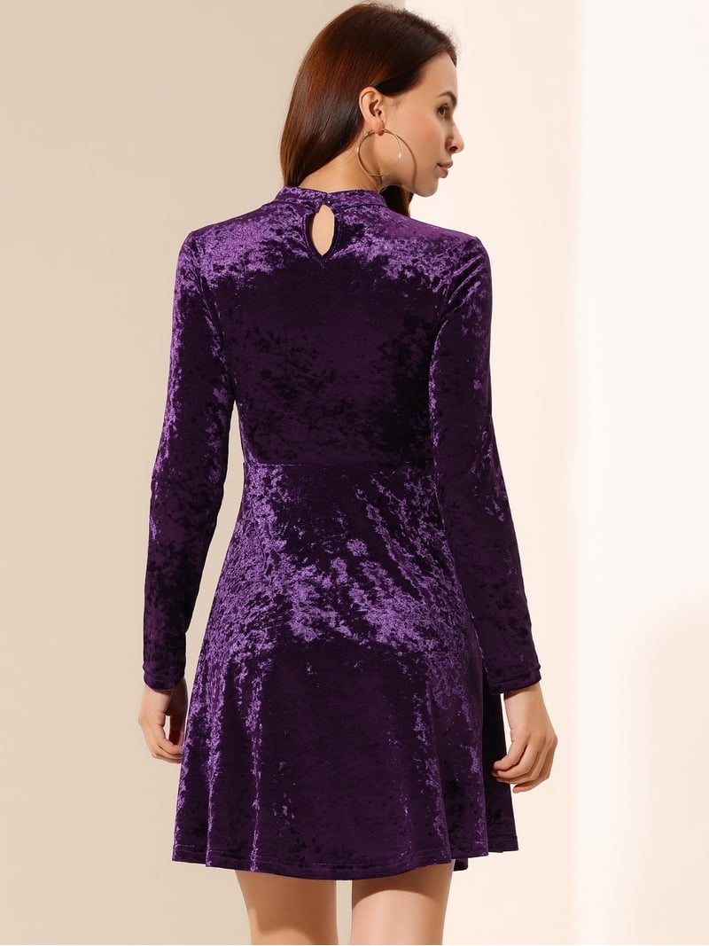 purple velvet short dress Purple Velvet Elsa Mini Dress