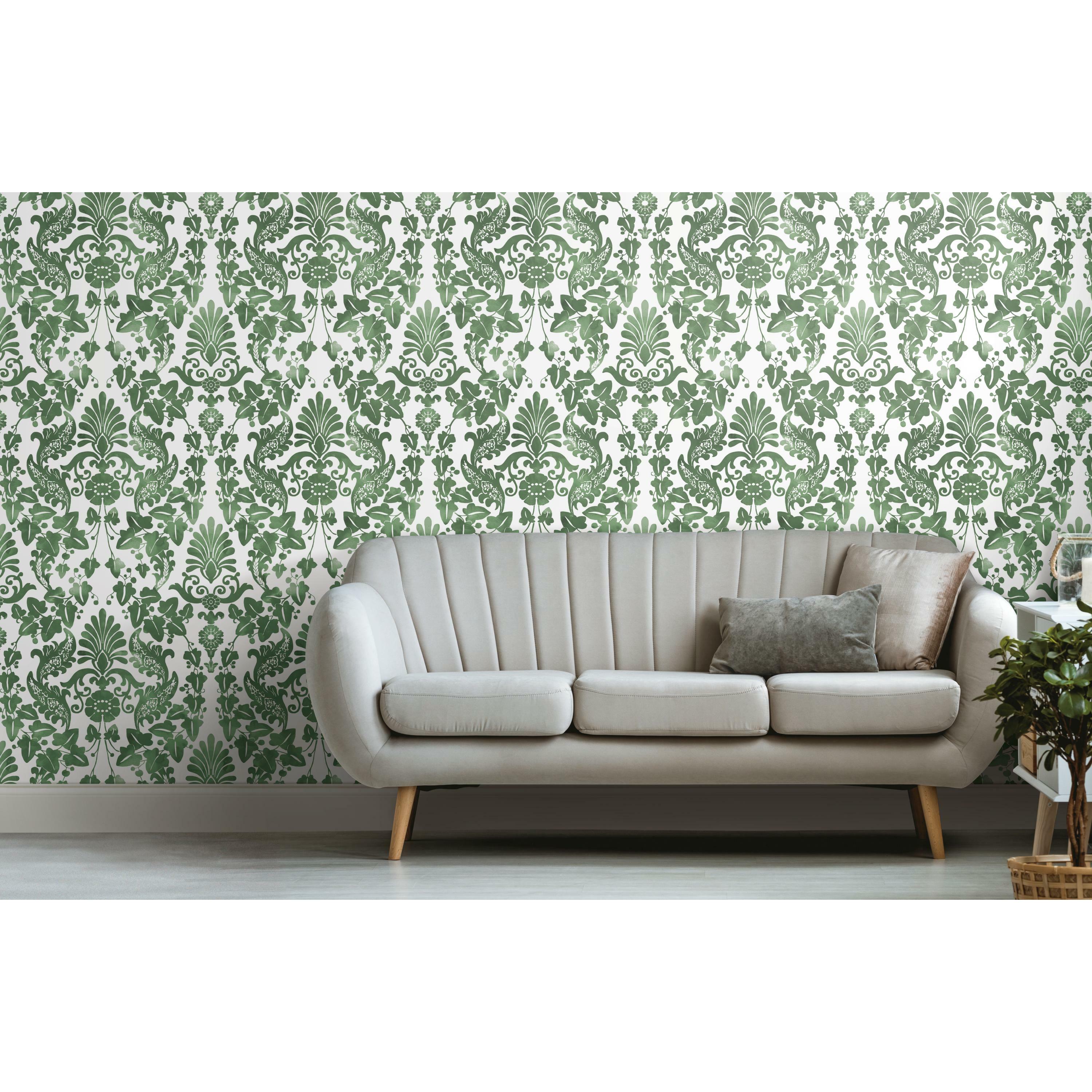 RoomMates Green Vine Damask Peel and Stick Wallpaper - Walmart.com