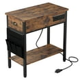 End Table with USB Charging Ports & Outlets, Storage Drawer, and Fabric