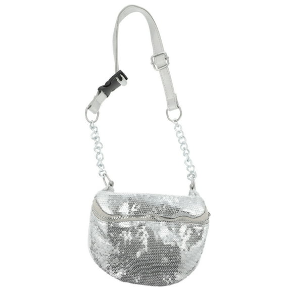 Kitandove Fashion Waist Pack Silver Sequin 1Pack 10.6x2.8x5.1in