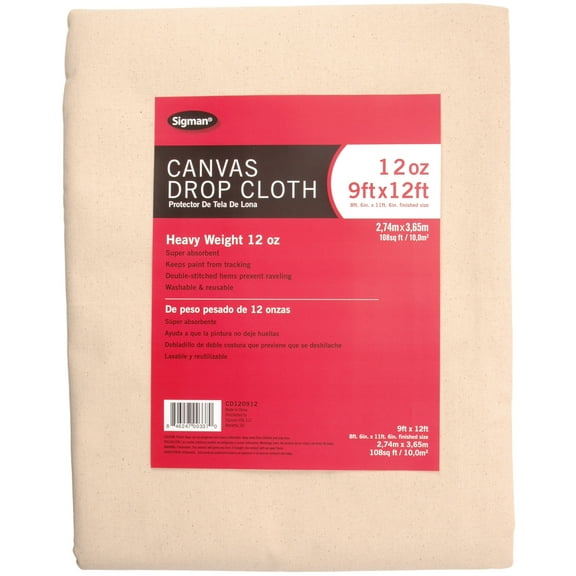 Sigman 12 oz 9' x 12' Canvas Drop Cloth