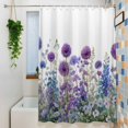 thumbnail image 3 of Watercolor Floral Shower Curtain Set, Waterproof Shower Curtains for Bathroom, Spring Garden Onion Flowers Lavender Plants Washable Fabric Bath Curtain for Bathtub Decoration with Hooks 54x78 Inches, 3 of 9