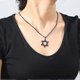thumbnail image 2 of Collar judío con colgante de hexagrama de David para hombres y mujeres, de acero inoxidable de ley, joyería Magen David con cadena resistente, color negro, código de modelo 20517 Negro, 2 of 3
