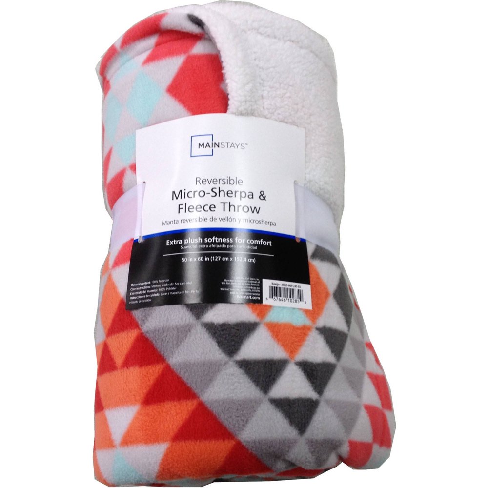 Mainstays Soft & Cozy Fleece to Sherpa Throw Blanket, 1 Each
