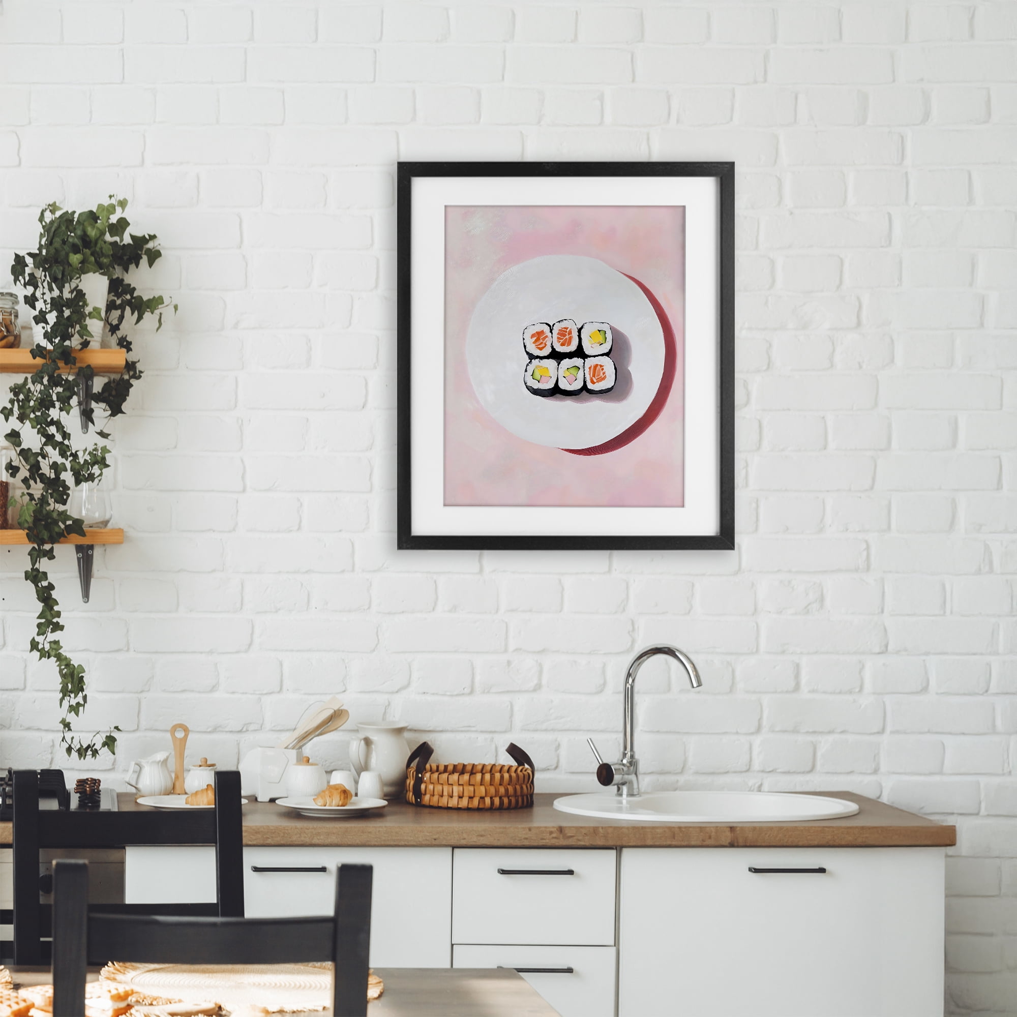 Stupell Industries Sushi Rolls on Plate Black Framed Print Under Glass, design by The Prints Vibe