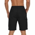 thumbnail image 6 of Domzle Mens Cargo Shorts Casual Drawstring Elastic Waist Stretch Shorts with Pockets Button Closure for Summer Work Outdoor Black M, 6 of 10