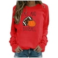 thumbnail image 2 of EQWLJWE Chandails en Molleton de Football Surdimensionnés pour Femmes Manches Longues Col Rond Chandails en Molleton Automne et Imprimé Citrouille Maillot Chandails en Molleton Costumes d'Halloween Hauts d'Entraînement pour Femmes, 2 of 5