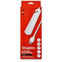 Staples 6-Outlet Power Strip 6' Cord White 3/Pack 42320