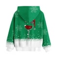 thumbnail image 4 of lcziwo Gifts for Girls Christmas Graphic Cute Hooded Sweatshirts Fashion Wine Glass Print Long Sleeve Hoodies with Kangaroo Pocket, Green, 140, 4 of 7