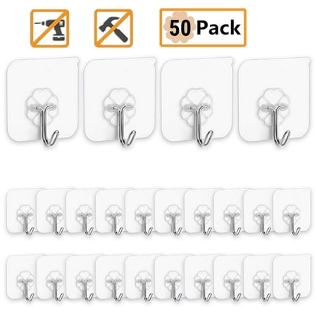

50 Packs Reuseable Wall hooks Self adhesive sticky picture hangers stick on hooks Sale 6880