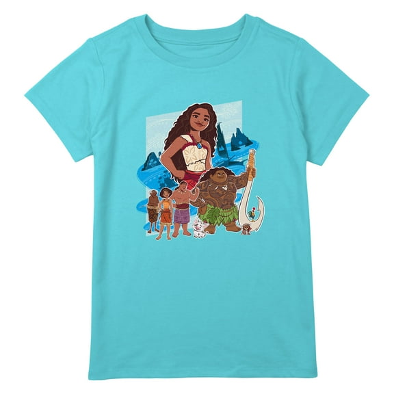 Girl's Moana 2 Group Ocean Portrait Graphic T-Shirt