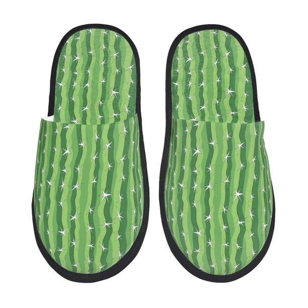 Balery Cactus Pantuflas de Casa de Felpa Silenciosas con Diseño Estampado, Zapatillas Cómodas Antideslizantes de Algodón para Interior-Medium