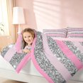 thumbnail image 5 of Homewish Geometric Stripe Full Size Bedding Sets, Pink Gray Full Size Bed in a Bag, Pink Reversible, 7pcs, 5 of 7