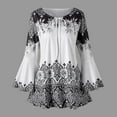 thumbnail image 5 of Frostluinai Women Summer Tops Plus Size Tank Top Floral Print Casual Flare Lantern Long Sleeve Keyhole T-Shirt Blouse, 5 of 5