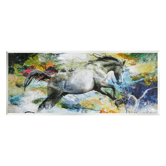 Stupell Industries Galloping Horse Modern Splatter Animals & Insects Painting Unframed Art Print Wall Art, 17 x 7