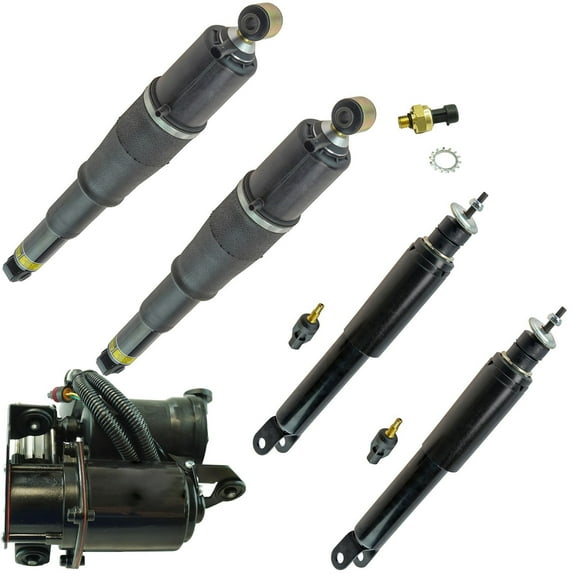 TRQ Front Rear Shock Absorber Air Suspension Compressor with Dryer Kit Kit 5pc PAA80152