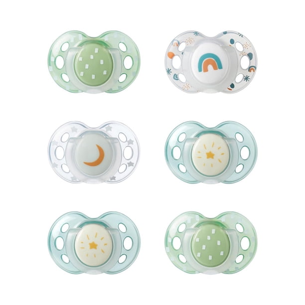 Chupones Tommee Tippee Rosa Diseño Simétrico que Brillan en la Oscuridad para 18-36 Meses