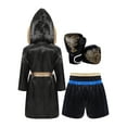 thumbnail image 2 of MSemis Boys 3 Piece Boxing Tracksuit Halloween Cosplay Costume Satin Robe with Shorts Punching Exercise Gloves Set Blue&Gold 10, 2 of 7
