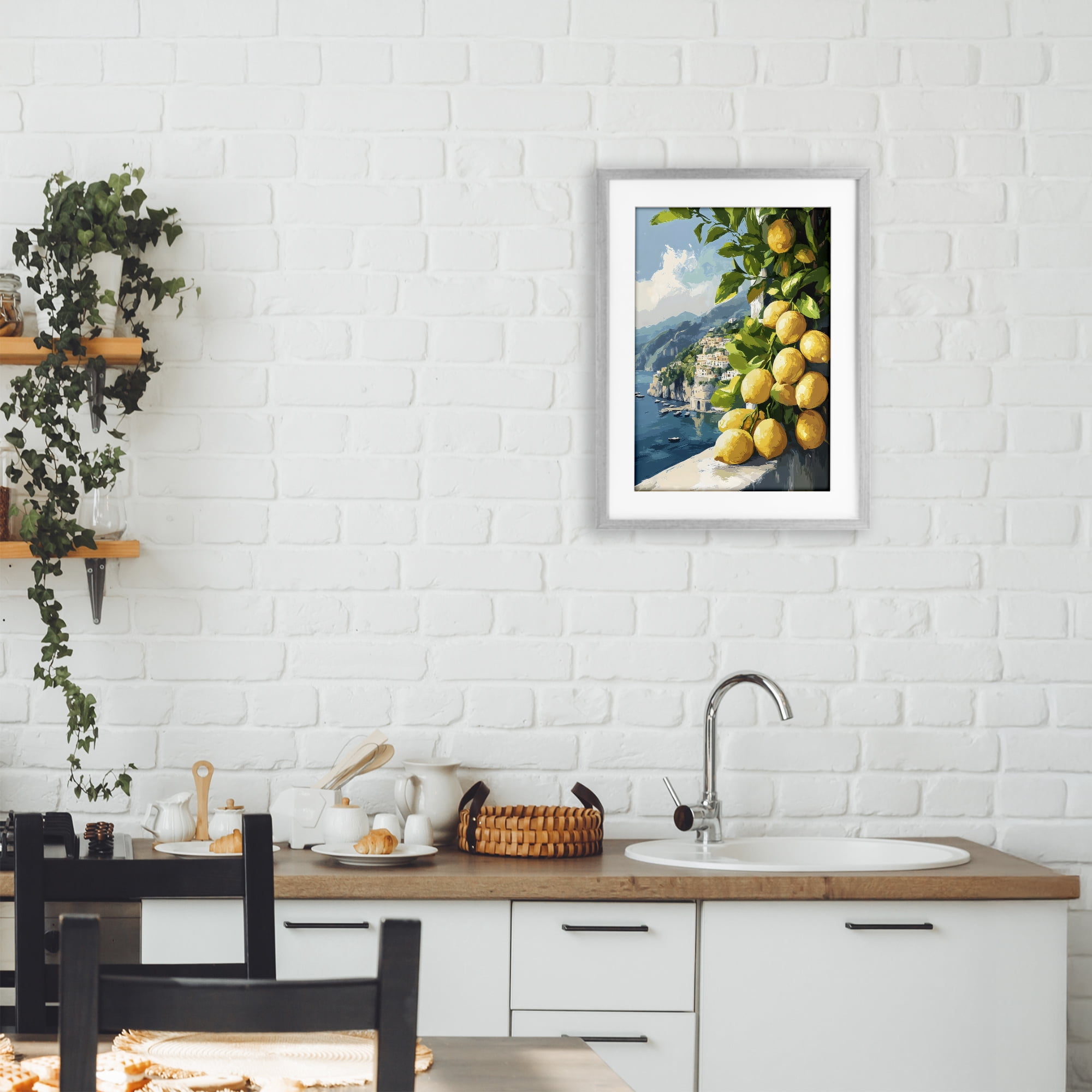 Stupell Industries Lemon Terrace Amalfi View Gray Framed Print Under Glass, design by Creative Studio