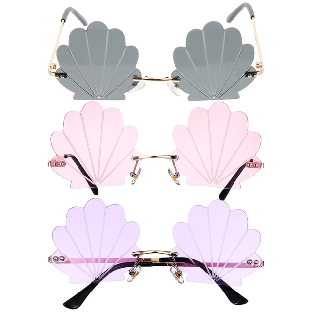 3 uds. Gafas de sol sin marco, recuerdo de fiesta, gafas de sol con forma de concha, gafas de sol sin montura