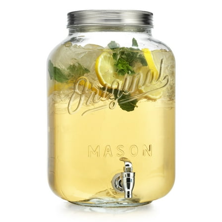 Beverage Dispenser, 2 Gallon Original Mason™ Drink Dispenser with Leakproof Spigot and screw on lid