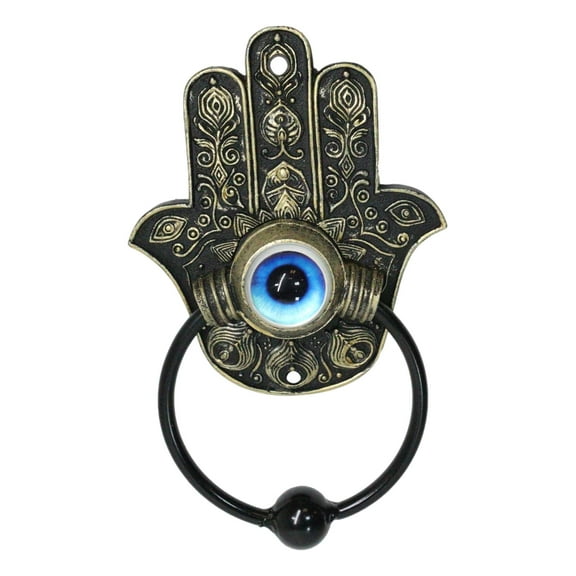 Sacred Symbols Hand of God Hamsa Palm Glass Evil Eye Decorative Door Knocker