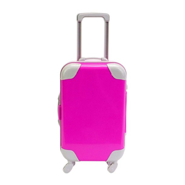 Maleta para muñecas de 18 pulgadas, accesorios para muñecas, almacenamiento con ruedas, decoración, mini maleta Rosa roja