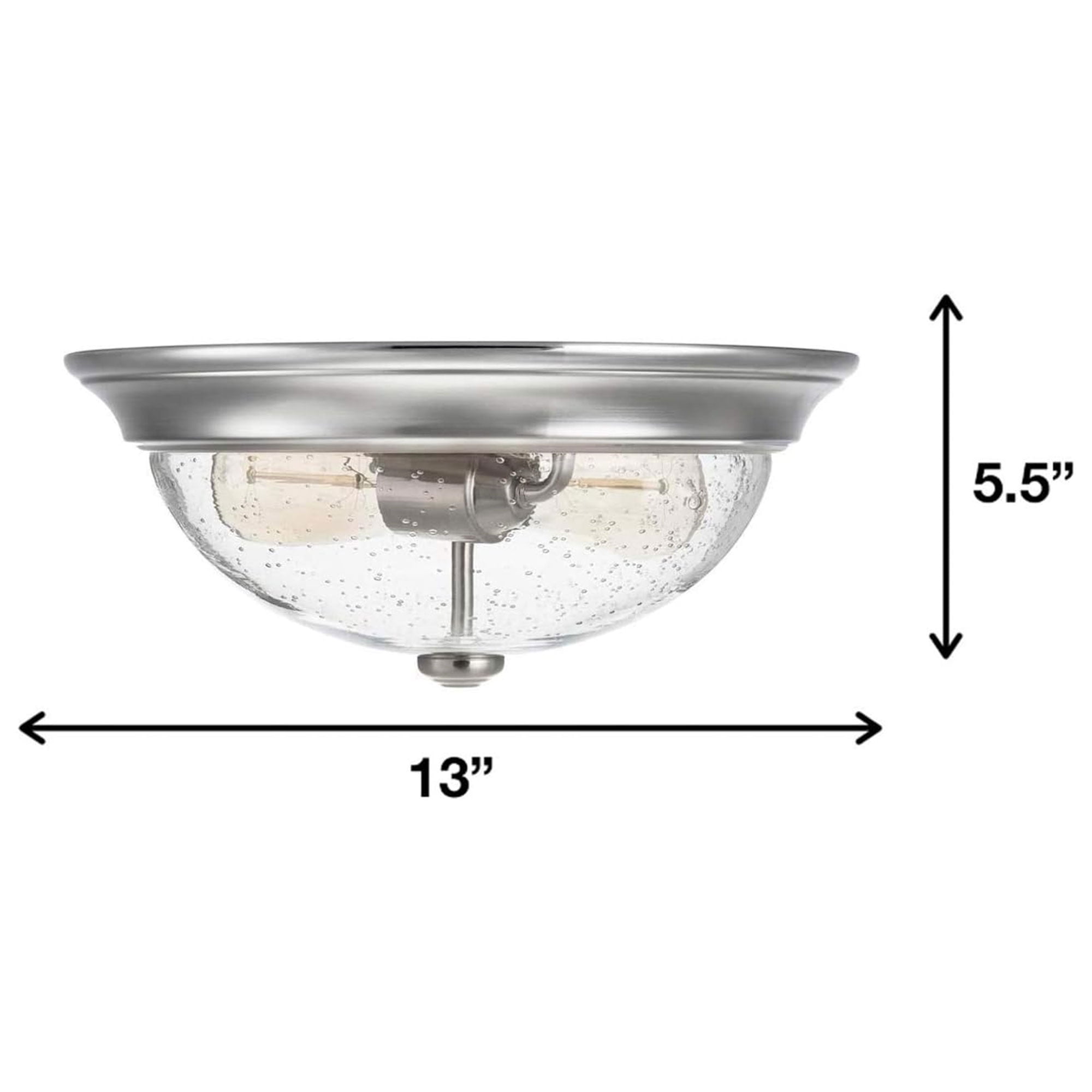 Prominence Home 2 Pack 13” Flush Mount Seeded Glass Ceiling Light Madalyn 51382-31, Nickel