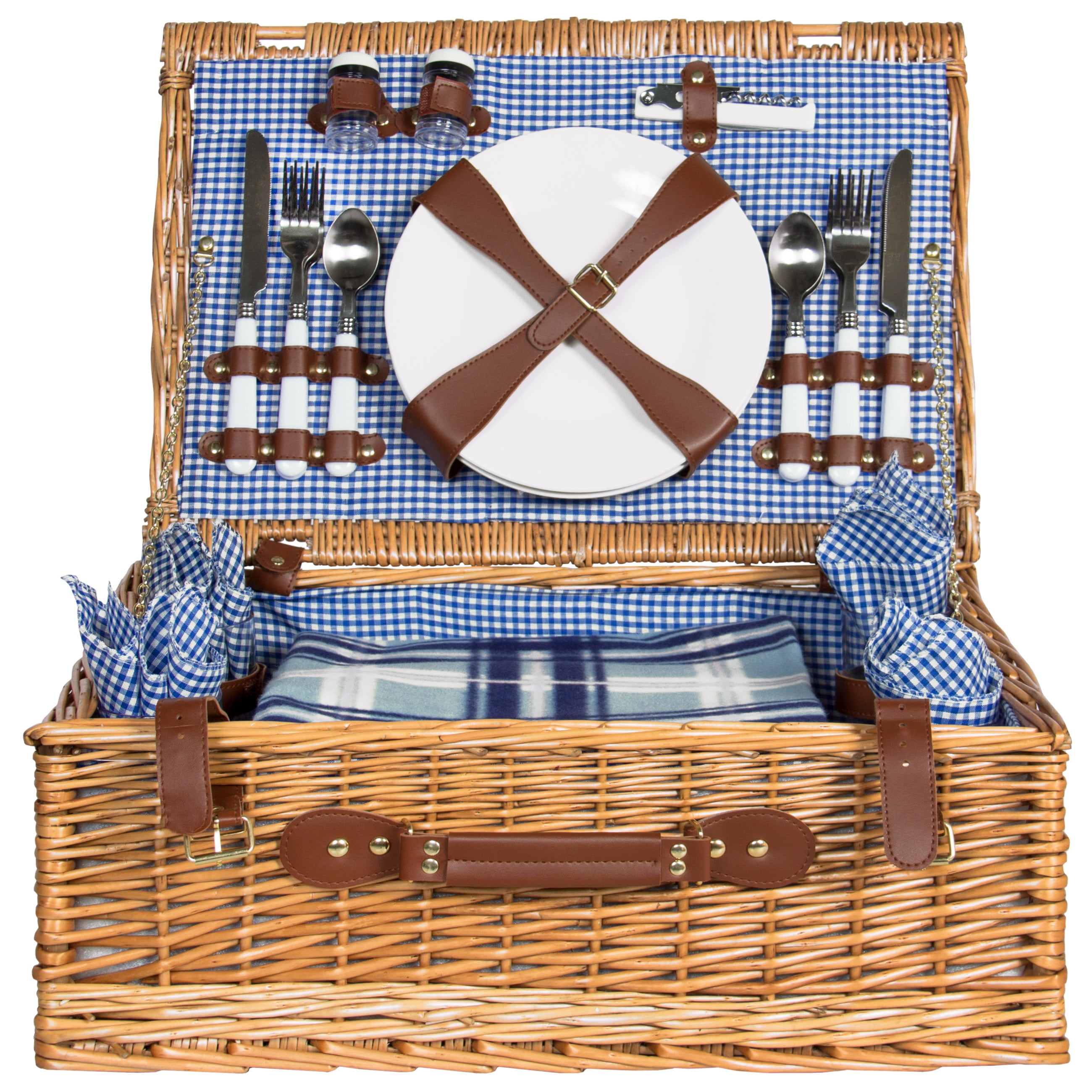Best Choice Products 4 Person Wicker Picnic Basket Set