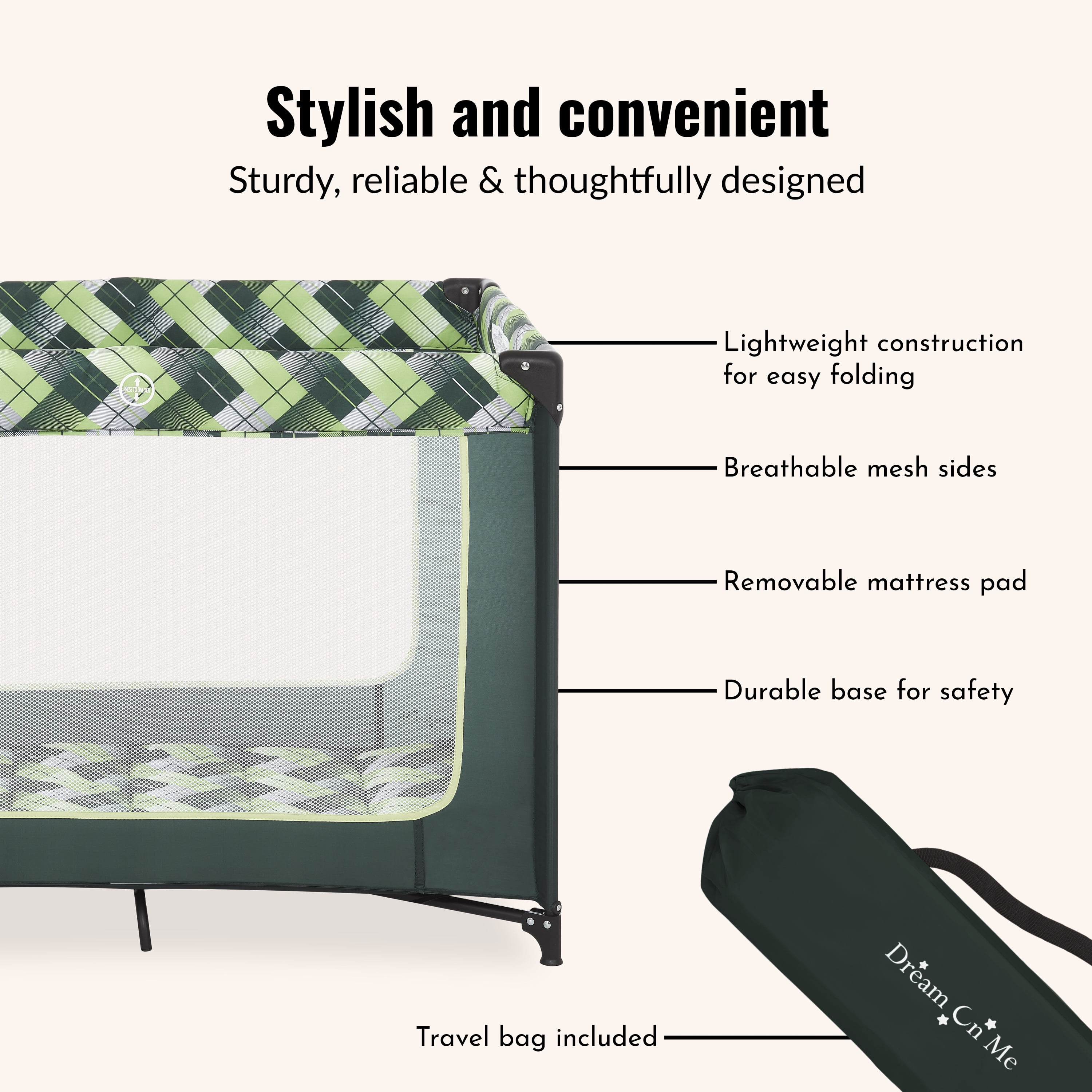 Dream On Me Zoom Portable Playard, Green