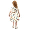 DALAWU Short Sleeve Dress A-line Silhouette Pastel Paw Woof Of Pattern ...