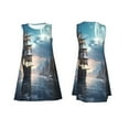 thumbnail image 3 of Bixox Moonlit Sea Sailboat Print Women's Sleeveless A-Line Dress with Pockets, Casual Knee-Length Tank Dress for Summer-X-Large, 3 of 7