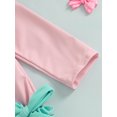 thumbnail image 6 of Suealasg Toddler Baby Girl Rash Guard Swimwear +Swimming Hat Bow Print Long Sleeve Swimsuits Romper Infant 2Pcs Summer Bathing Suits, 6 of 7