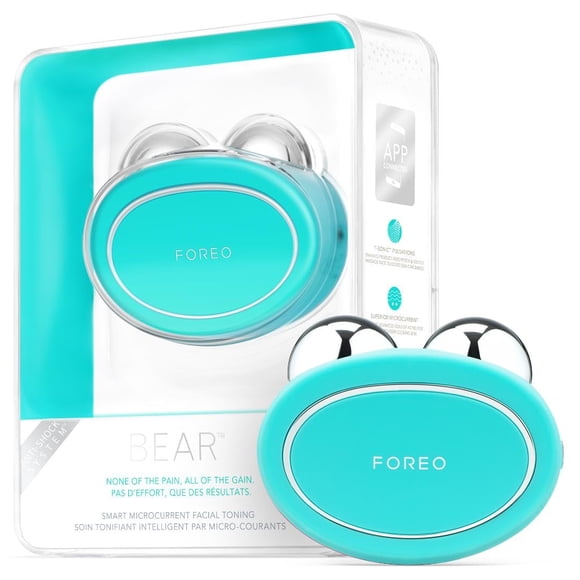 Dispositivo facial de microcorriente FOREO Bear - Herramienta para esculpir el rostro - Estiramiento facial instantáneo - Firme y contorno - No invasivo - Aumenta la absorción de productos para el cui